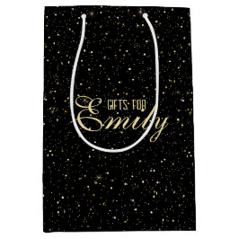 Glitzer in Goldtönen und Glitzern in Schwarz Mittlere Geschenktüte