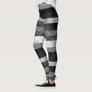 Glitzer in Schwarz und Silber Leggings