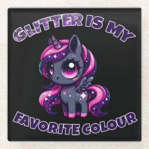 Glitzer ist meine Lieblingsfarbe niedlich Pony Uni Glasuntersetzer
