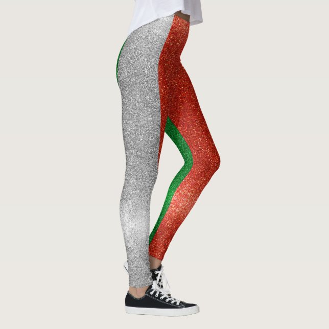Glitzer Italienische Flagge Italien Bling Fashion  Leggings (Rechts)
