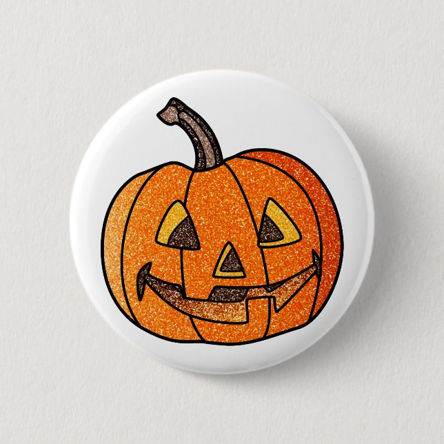 Glitzer Jack O'Lantern Button (Vorderseite)
