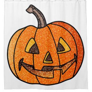 Glitzer Jack O'Lantern Duschvorhang