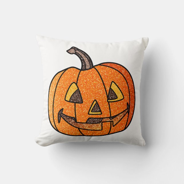 Glitzer Jack O'Lantern Kissen (Vorderseite)