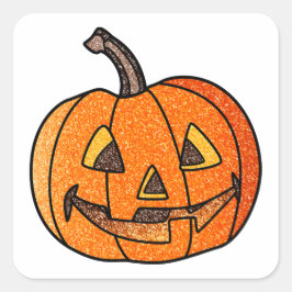 Glitzer Jack O'Lantern Quadratischer Aufkleber