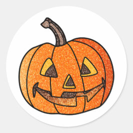 Glitzer Jack O'Lantern Runder Aufkleber