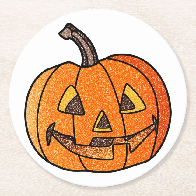 Glitzer Jack O'Lantern Runder Pappuntersetzer (Vorderseite)