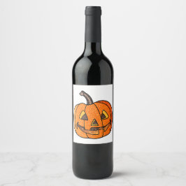 Glitzer Jack O'Lantern Weinetikett