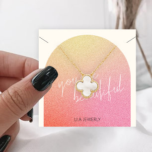 Glitzer Jewerly Necklace Display Pink Square Quadratische Visitenkarte