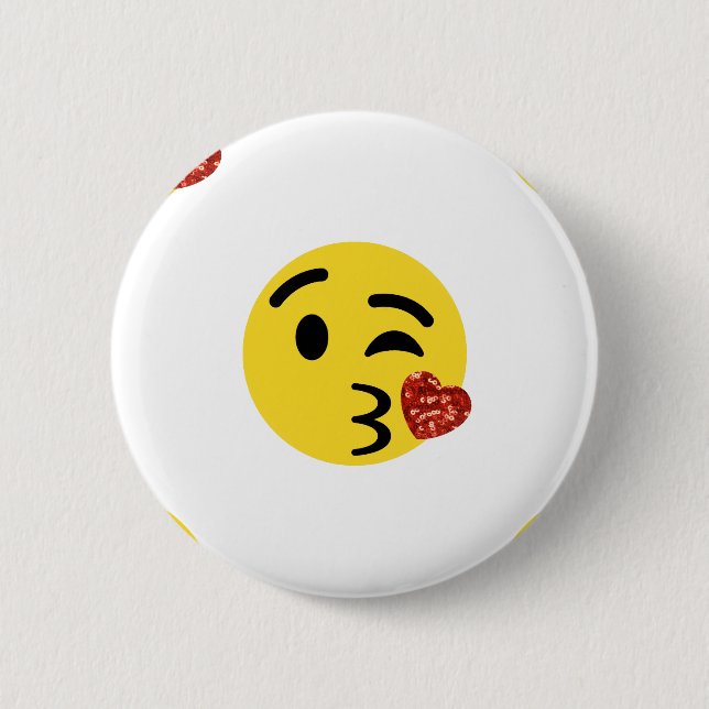 Glitzer kiss emoji button (Vorderseite)