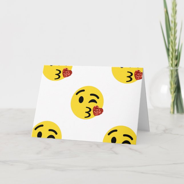 Glitzer kiss emoji feiertagskarte (Vorderseite)