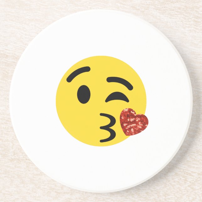 Glitzer kiss emoji getränkeuntersetzer (Vorne)