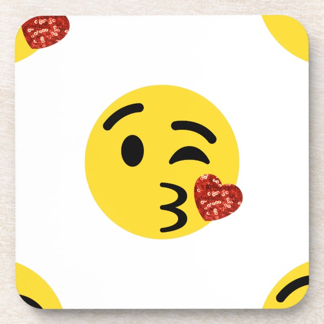 Glitzer kiss emoji getränkeuntersetzer (Vorderseite)