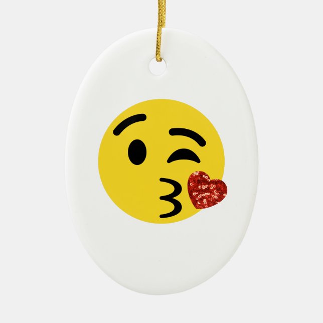 Glitzer kiss emoji keramikornament (Vorne)