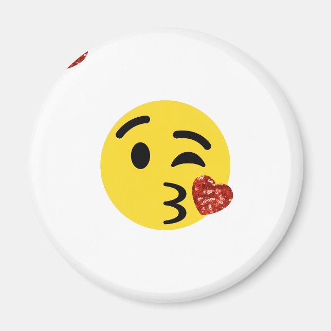 Glitzer kiss emoji magnet (Vorne)