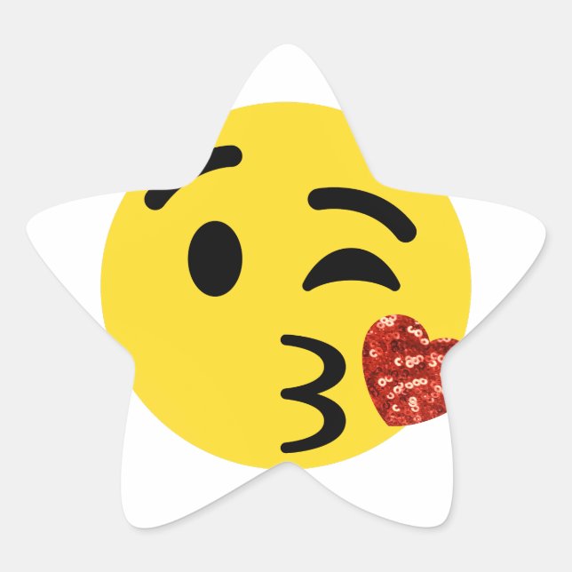 Glitzer kiss emoji Stern-Aufkleber (Vorderseite)