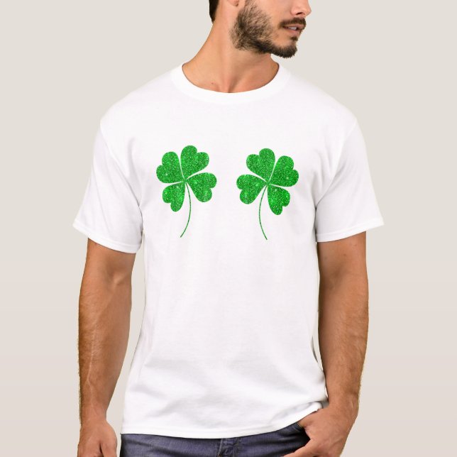 Glitzer Kleeblatt Bikini Funny Adult St Patricks D T-Shirt (Vorderseite)
