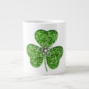 Glitzer Kleeblatt und Blume Jumbo Tasse
