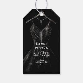 Glitzer Kleid Goldfolie schwarz Hintergrund Geschenkanhänger