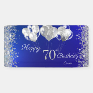 Glitzer-Konfetti-Balloons Navy Blau 70. Geburtstag Banner