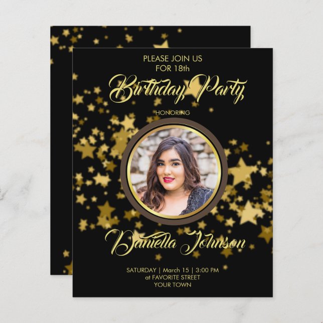 Glitzer Konfetti Foto Geburtstagsausschreibung (Vorne/Hinten)