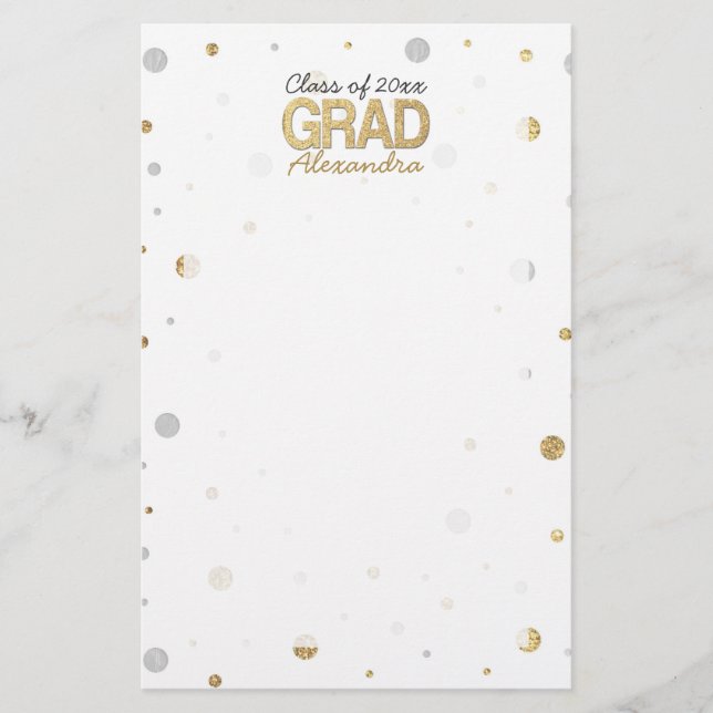 Glitzer-Konfetti-Graduierungspartei für Gold Foil Briefpapier (Vorderseite)