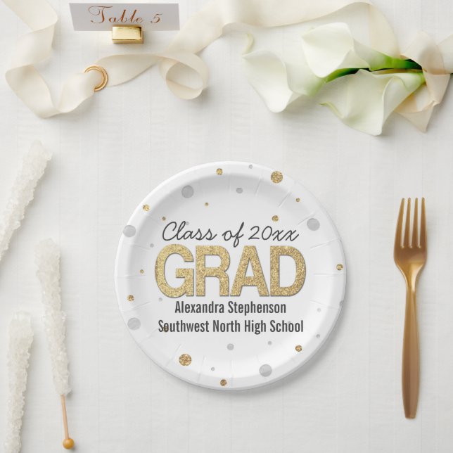 Glitzer-Konfetti-Graduierungspartei für Gold Foil Pappteller (Hochzeit)