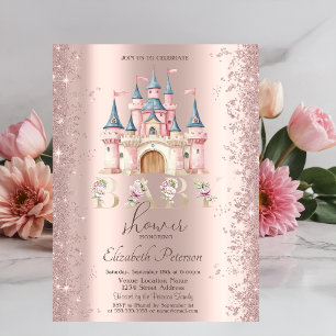 Glitzer-Konfetti-Rahmen-Chic-Schloss-Baby-Party Einladung