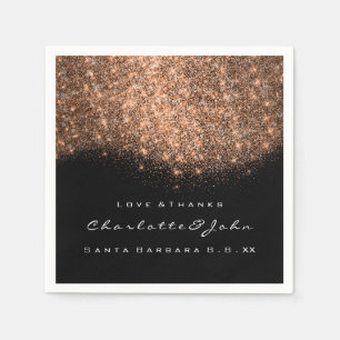 Glitzer Kupfer Schwarz-weiß Vielen Dank Serviette