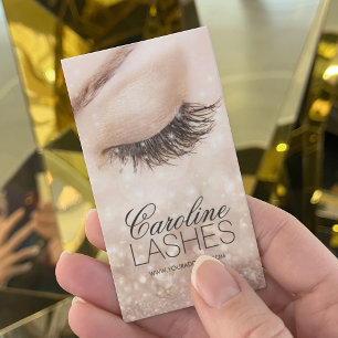 Glitzer Lange Lashes Augenbrauen Beige Cremekarte  Visitenkarte
