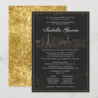 Glitzer Las Vegas Quinceñera Geburtstag Einladung