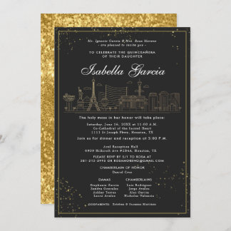 Glitzer Las Vegas Quinceñera Geburtstag Einladung