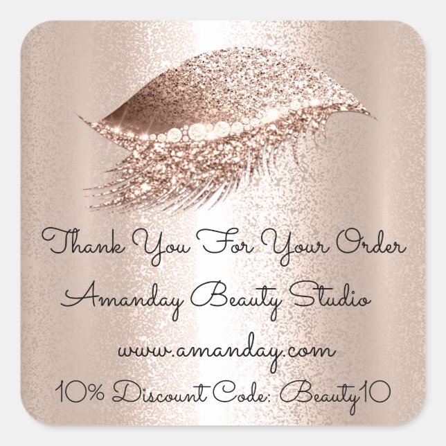 Glitzer Lashes Danke Shopping Discount Quadratischer Aufkleber (Vorderseite)