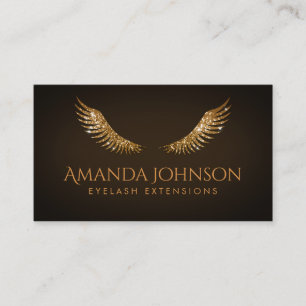 Glitzer Lashes Gold Wings Brown Chocolate Card Visitenkarte