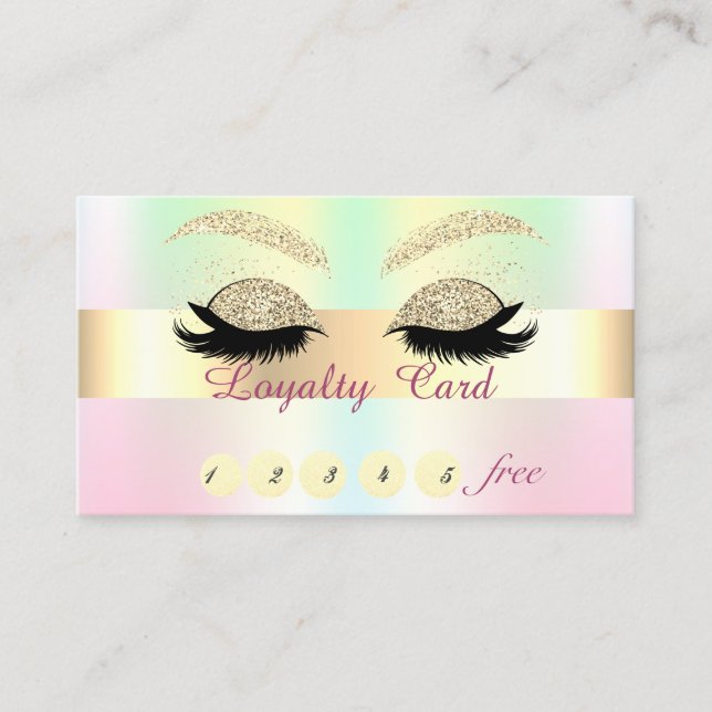 Glitzer Lashes Holographic Iridescen Loyalty Card Treuekarte (Vorderseite)
