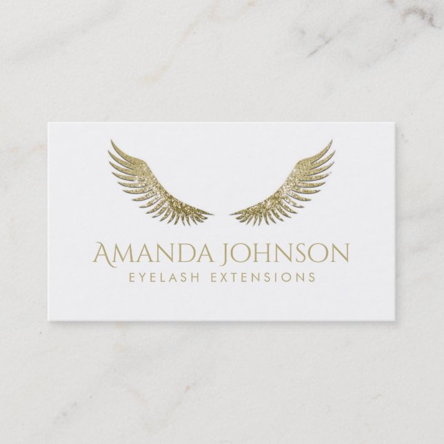 Glitzer Lashes White Gold Flüge Einfache White Car Visitenkarte (Vorderseite)