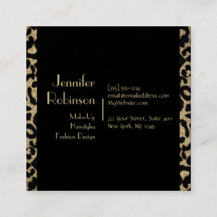 Glitzer Leopard Black and Gold Business Card Quadratische Visitenkarte