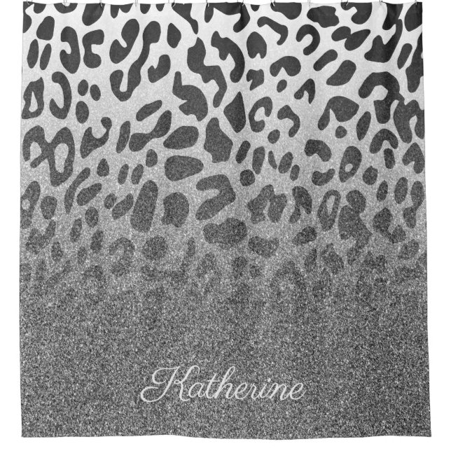Glitzer-Leopard-Druck Duschvorhang (Vorderseite)