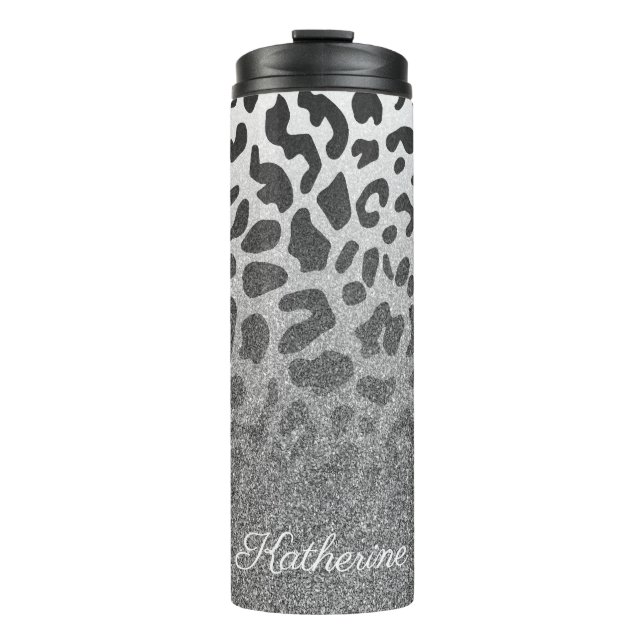 Glitzer-Leopard-Druck Thermosbecher (Vorderseite)