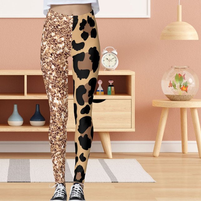 Glitzer Leopard Glitzern Muster Spot Wildkatze Leggings (Von Creator hochgeladen)