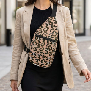Glitzer Leopard Print Crossbody Sling Bag
