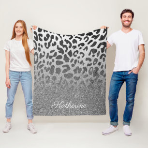 Glitzer Leopard Print Fleecedecke