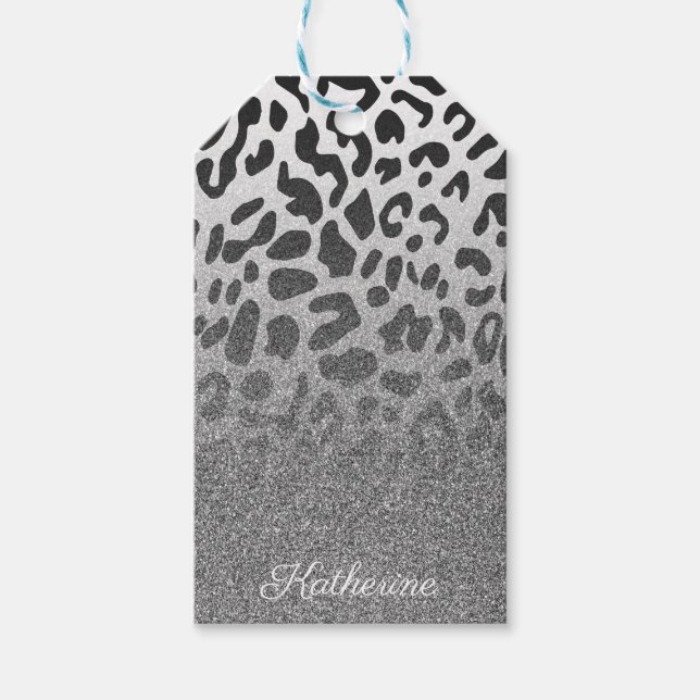 Glitzer Leopard Print Geschenkanhänger (Vorderseite)
