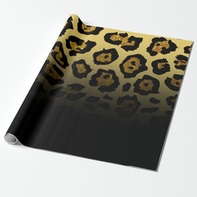 Glitzer Leopard Print Geschenkpapier (Ungerollt)