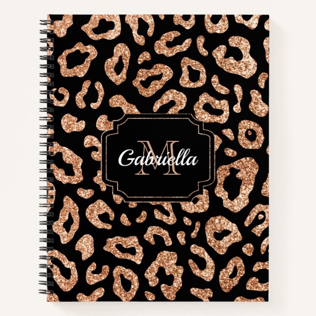 Glitzer Leopard Print Notizbuch (Vorderseite)