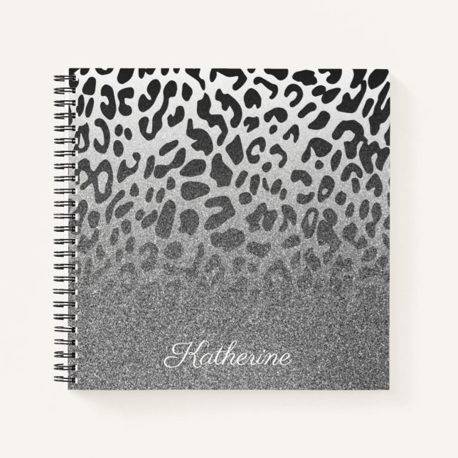 Glitzer Leopard Print Notizbuch (Vorderseite)