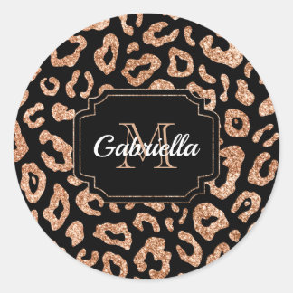 Glitzer Leopard Print Runder Aufkleber