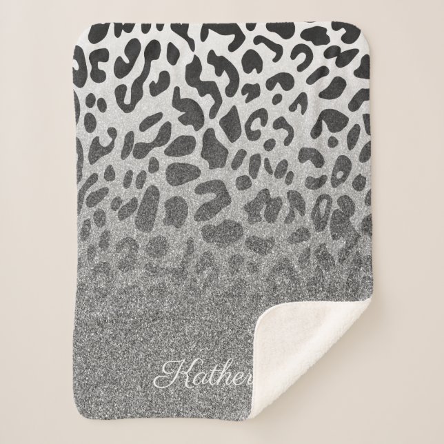 Glitzer Leopard Print Sherpadecke (Vorderseite)