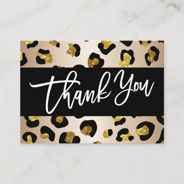 GLITZER LEOPARD PRINT Vielen Dank für Ihren Kauf Begleitkarte (Vorderseite)
