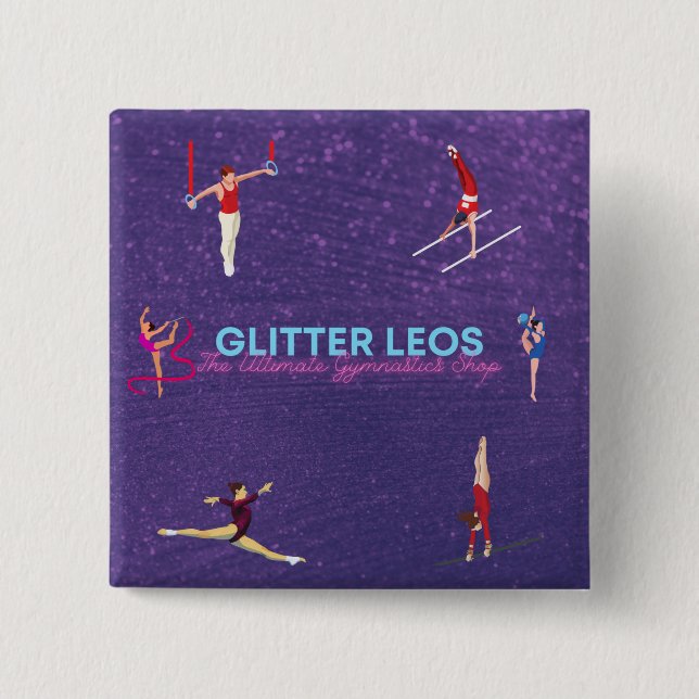 Glitzer Leo's - The Ultimate Gymnastics Shop Button (Vorderseite)
