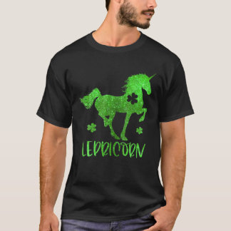Glitzer Lepricorn Irish Lucky Kleeblatt Clover St  T-Shirt